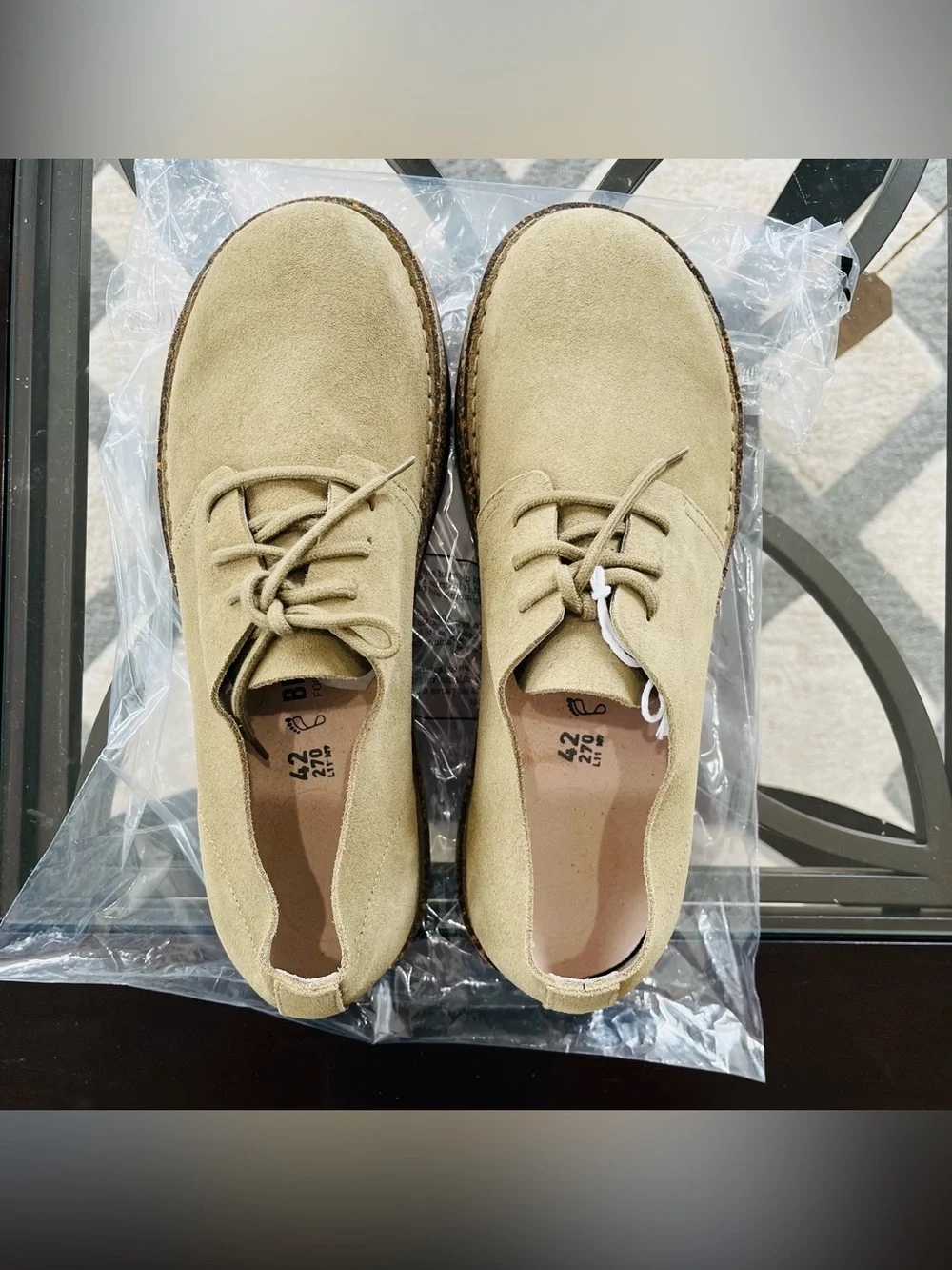 Sz 9 Birkenstock Men's UPPSALA LOW Suede Leather Shoes Faded Khaki